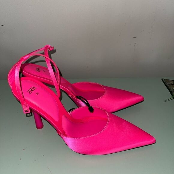 Zara Neon Pink High Heels Size 7 - Picture 10 of 16
